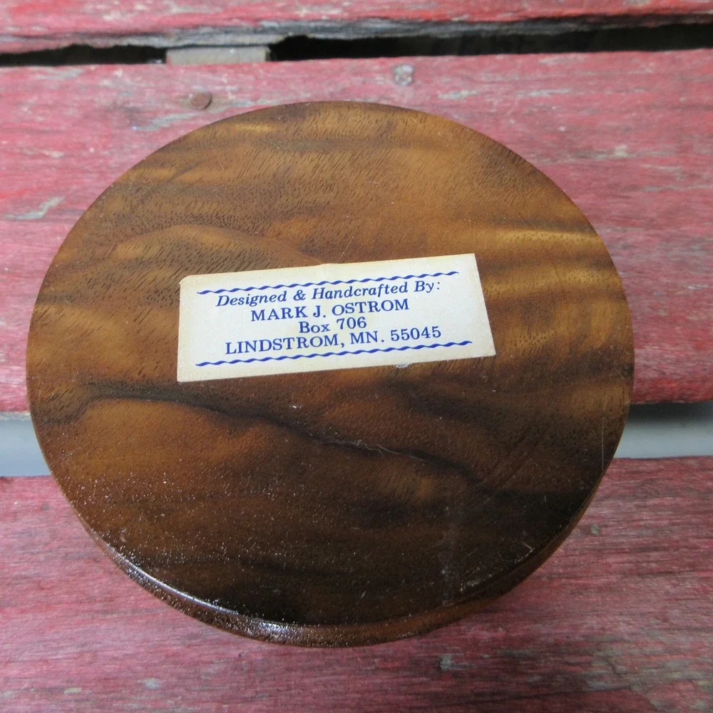 Vintage Handcrafted Wood Trinket Box Lidded Mark J Ostrom Lindstrom MN Vanity